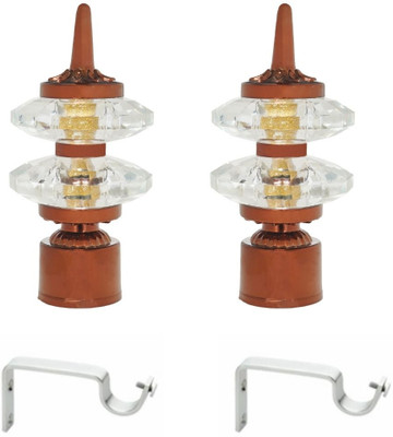 Inkart Brown Rod Rail Bracket, Curtain Knobs Metal(Pack of 2)