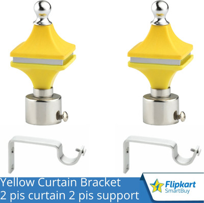 Flipkart SmartBuy Yellow Curtain Knobs, Rod Rail Bracket Metal(Pack of 2)