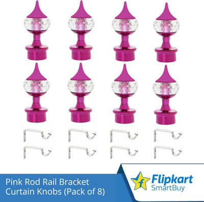 Flipkart SmartBuy Pink Curtain Knobs, Rod Rail Bracket Metal(Pack of 8)