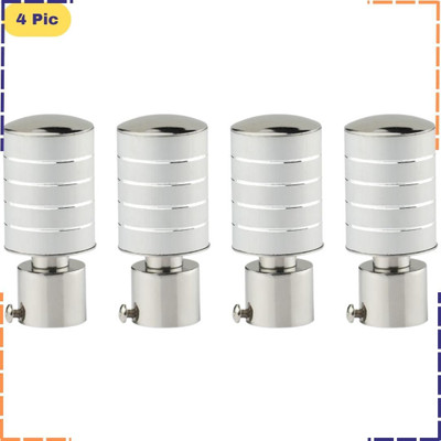 ZAPEX Silver Curtain Knobs, Rod Rail Bracket Metal(Pack of 4)