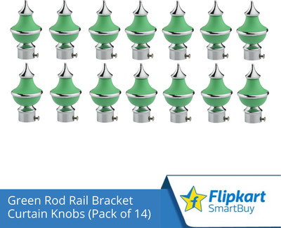 Flipkart SmartBuy Green Curtain Knobs, Rod Rail Bracket Metal(Pack of 14)