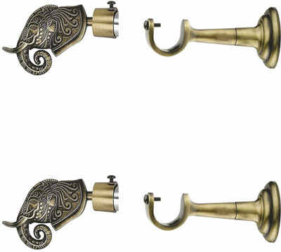 GLOXY Gold Rod Rail Bracket, Curtain Knobs, Curtain Hooks, Curtain Rods Metal(Pack of 4)