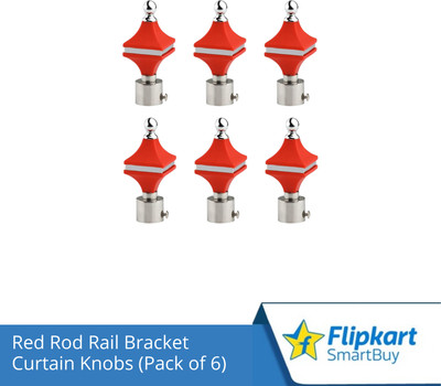Flipkart SmartBuy Red Curtain Knobs, Rod Rail Bracket Metal(Pack of 6)