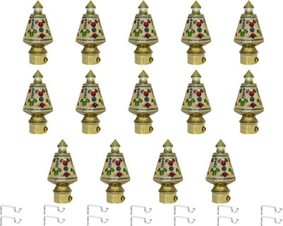 ZAPEX Multicolor Curtain Knobs, Rod Rail Bracket Metal(Pack of 14)