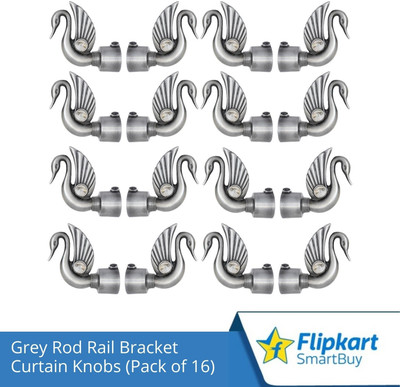 Flipkart SmartBuy Grey Curtain Knobs, Rod Rail Bracket Metal(Pack of 16)