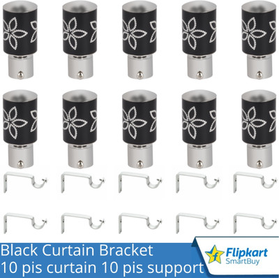 Flipkart SmartBuy Black Curtain Knobs, Rod Rail Bracket Metal(Pack of 10)