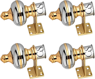 Ghar Sajaawat Silver Curtain Knobs, Rod Rail Bracket Metal(Pack of 4)