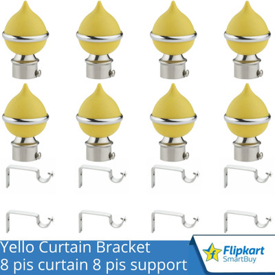 Flipkart SmartBuy Yellow Curtain Knobs, Rod Rail Bracket Metal(Pack of 8)