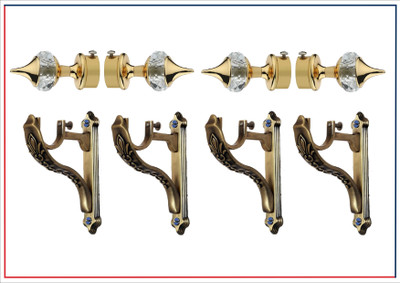 ZELOXA Gold, Gold Curtain Knobs, Curtain Hooks, Rod Rail Bracket, Curtain Rings, Curtain Rods, Tieback Hook Metal(Pack of 8)