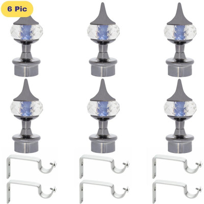 ZAPEX Grey Curtain Knobs, Rod Rail Bracket Metal(Pack of 6)