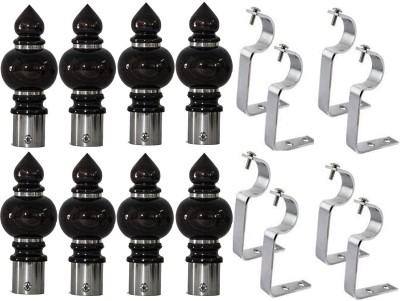 Paras Black, Silver Curtain Knobs, Rod Rail Bracket, Curtain Hooks, Curtain Rods, Curtain Rings Metal(Pack of 16)