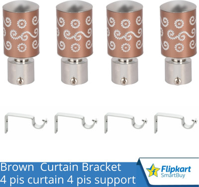 Flipkart SmartBuy Brown Curtain Knobs, Rod Rail Bracket Metal(Pack of 4)
