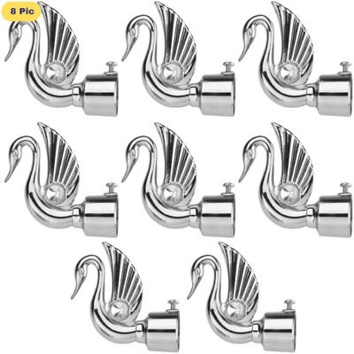 ZAPEX Silver Rod Rail Bracket, Curtain Knobs Metal(Pack of 8)