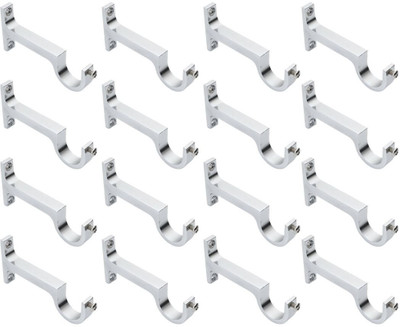 RKOING Silver Rod Rail Bracket, Curtain Knobs Metal(Pack of 16)