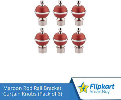Flipkart SmartBuy Maroon Curtain Knobs, Rod Rail Bracket Metal(Pack of 6)