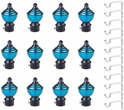 LivesUp Blue, Black Rod Rail Bracket, Curtain Knobs, Curtain Hooks Metal(Pack of 12)