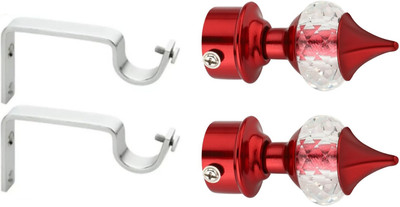 Ghazian Red Curtain Knobs, Rod Rail Bracket Metal(Pack of 4)