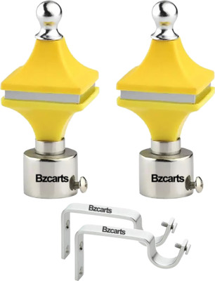 Bzcarts Yellow Curtain Knobs, Rod Rail Bracket, Curtain Hooks Metal(Pack of 2)