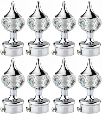 HELENSON Silver Curtain Knobs, Rod Rail Bracket Metal(Pack of 8)