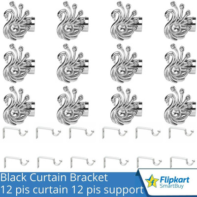 Flipkart SmartBuy Silver Curtain Knobs, Rod Rail Bracket Metal(Pack of 12)