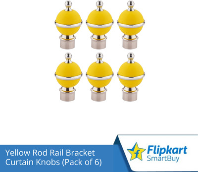 Flipkart SmartBuy Yellow Curtain Knobs, Rod Rail Bracket Metal(Pack of 6)