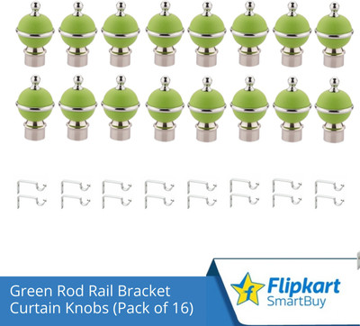 Flipkart SmartBuy Green Curtain Knobs, Rod Rail Bracket Metal(Pack of 16)