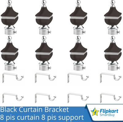 Flipkart SmartBuy Grey Curtain Knobs, Rod Rail Bracket Metal(Pack of 8)