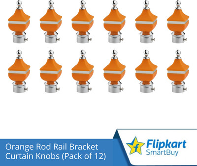 Flipkart SmartBuy Orange Curtain Knobs, Rod Rail Bracket Metal(Pack of 12)