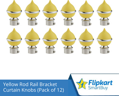 Flipkart SmartBuy Yellow Curtain Knobs, Rod Rail Bracket Metal(Pack of 12)