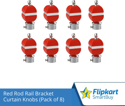 Flipkart SmartBuy Red Curtain Knobs, Rod Rail Bracket Metal(Pack of 8)