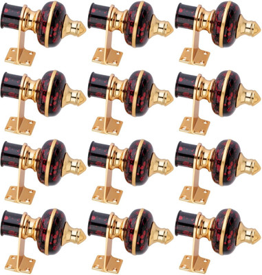 Ghazian Red, Black, Gold Curtain Knobs, Rod Rail Bracket Metal(Pack of 12)
