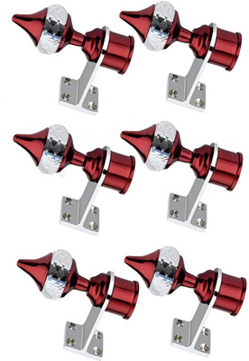 GHAR DWAR Red, Silver Curtain Hooks, Curtain Knobs, Rod Rail Bracket Metal