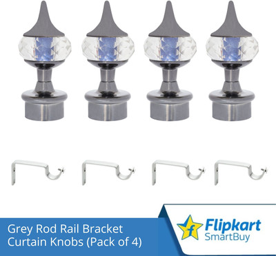 Flipkart SmartBuy Grey Curtain Knobs, Rod Rail Bracket Metal(Pack of 4)