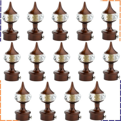 ZAPEX Brown Rod Rail Bracket, Curtain Knobs Metal(Pack of 14)