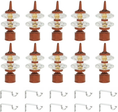 RKOING Brown Rod Rail Bracket, Curtain Knobs Metal(Pack of 10)