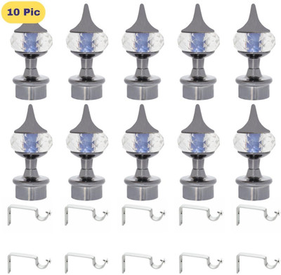 ZAPEX Grey Curtain Knobs, Rod Rail Bracket Metal(Pack of 10)