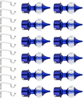 Ghazian Dark Blue Curtain Knobs, Rod Rail Bracket Metal(Pack of 12)