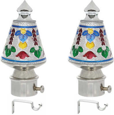 Inkart Silver Curtain Knobs, Rod Rail Bracket Metal(Pack of 2)