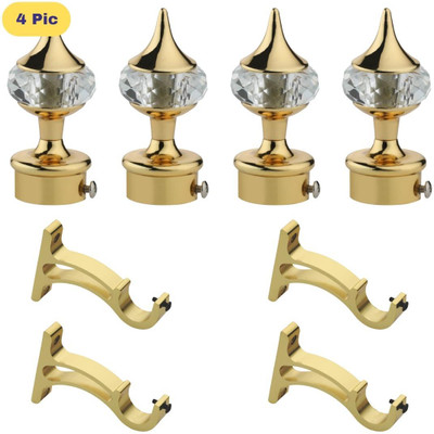 ZAPEX Gold Rod Rail Bracket, Curtain Knobs Metal(Pack of 4)