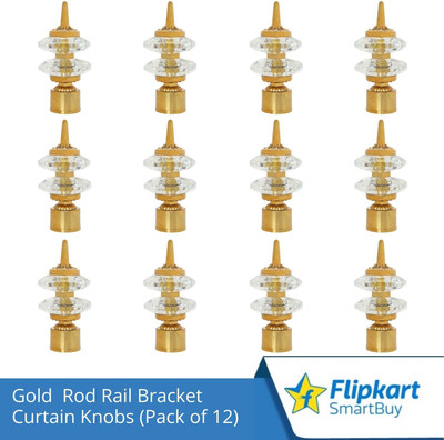 Flipkart SmartBuy Gold Curtain Knobs, Rod Rail Bracket Metal(Pack of 12)
