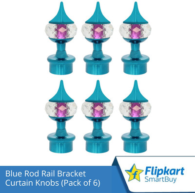 Flipkart SmartBuy Blue Curtain Knobs, Rod Rail Bracket Metal(Pack of 6)