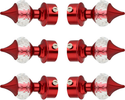 Ghar Sajaawat Red Curtain Knobs, Rod Rail Bracket Metal(Pack of 6)