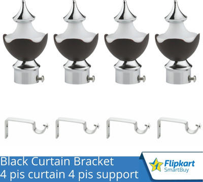 Flipkart SmartBuy Black Curtain Knobs, Rod Rail Bracket Metal(Pack of 4)