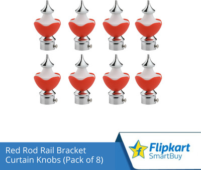 Flipkart SmartBuy Red Curtain Knobs, Rod Rail Bracket Metal(Pack of 8)