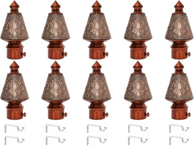 RKOING Brown Curtain Knobs, Rod Rail Bracket Metal(Pack of 10)