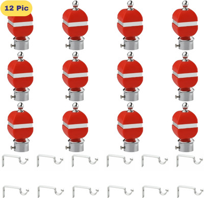 ZAPEX Red Rod Rail Bracket, Curtain Knobs Metal(Pack of 24)