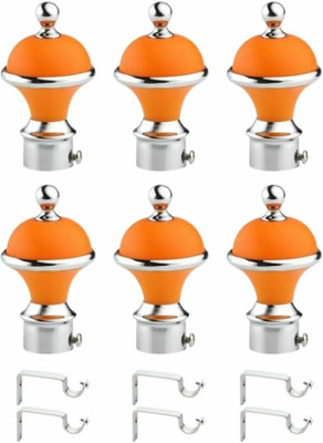 Inkart Orange Curtain Knobs, Rod Rail Bracket Metal(Pack of 12)
