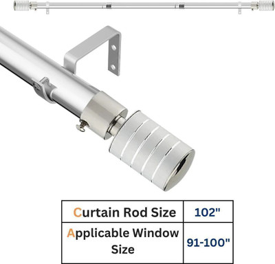 GLOXY Silver Curtain Knobs, Curtain Rods, Rod Rail Bracket Metal(Pack of 1)