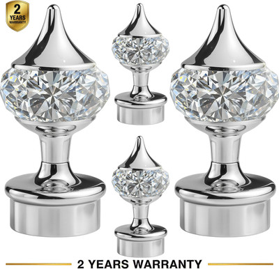 Ghazian Silver Curtain Knobs, Rod Rail Bracket Metal(Pack of 4)