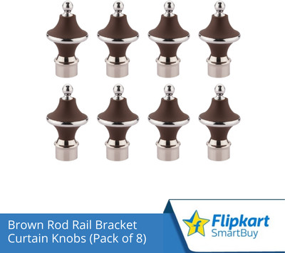Flipkart SmartBuy Brown Curtain Knobs, Rod Rail Bracket Metal(Pack of 8)